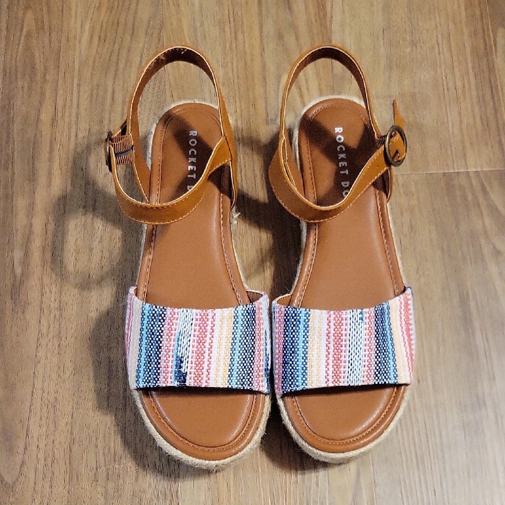 Rocket Dog Brown and Pink Sandals with Striped Design